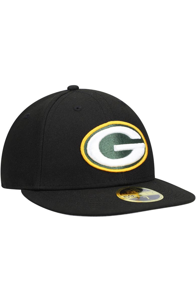 New Era Men's New Era Black Green Bay Packers Omaha Low Profile 59FIFTY Fitted Hat, Alternate, color,
