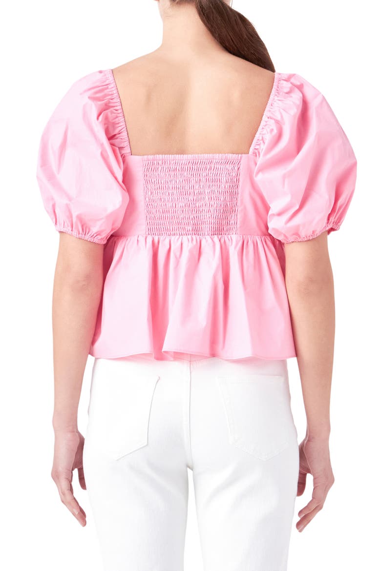 Corsage Detail Cotton Poplin Top, Alternate, color, PINK