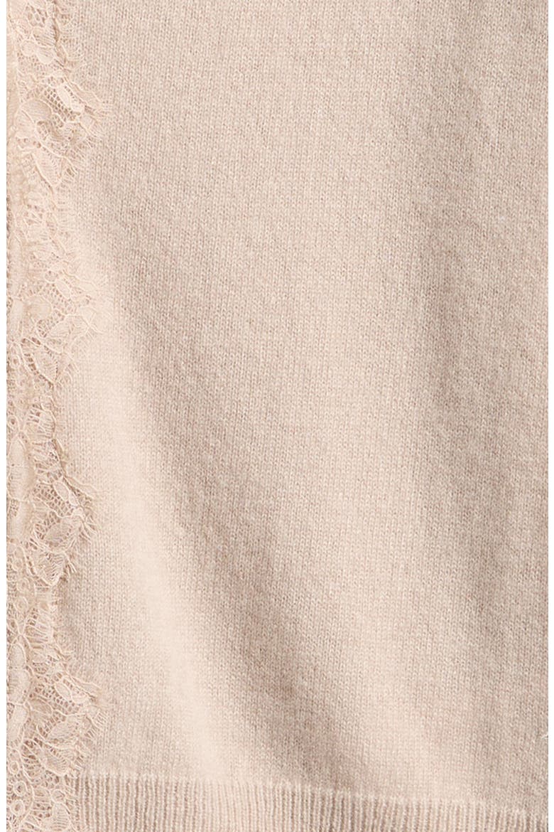 Ruby Lace Trim Cashmere Cardigan, Alternate, color, PEBBLE