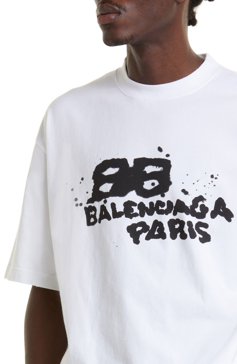 Balenciaga Dirty BB Icon Logo Stretch Cotton Graphic Tee, Alternate, color,