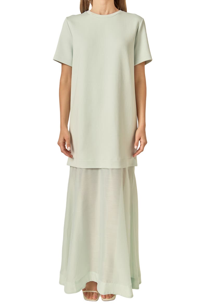 See Through Mixed Media Maxi Dress, Alternate, color, MINT