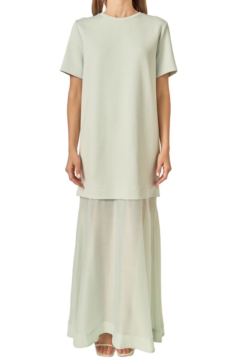 English Factory See Through Mixed Media Maxi Dress, Alternate, color, Mint