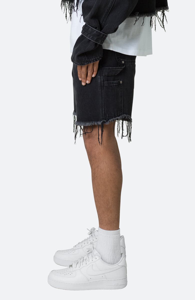 mnml Frayed Denim Shorts, Alternate, color, Washed Black