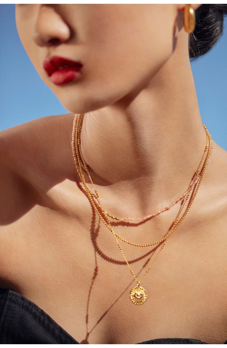 Monica Vinader Mini Nugget Stone Beaded Necklace, Alternate, color, 18Ct Gold