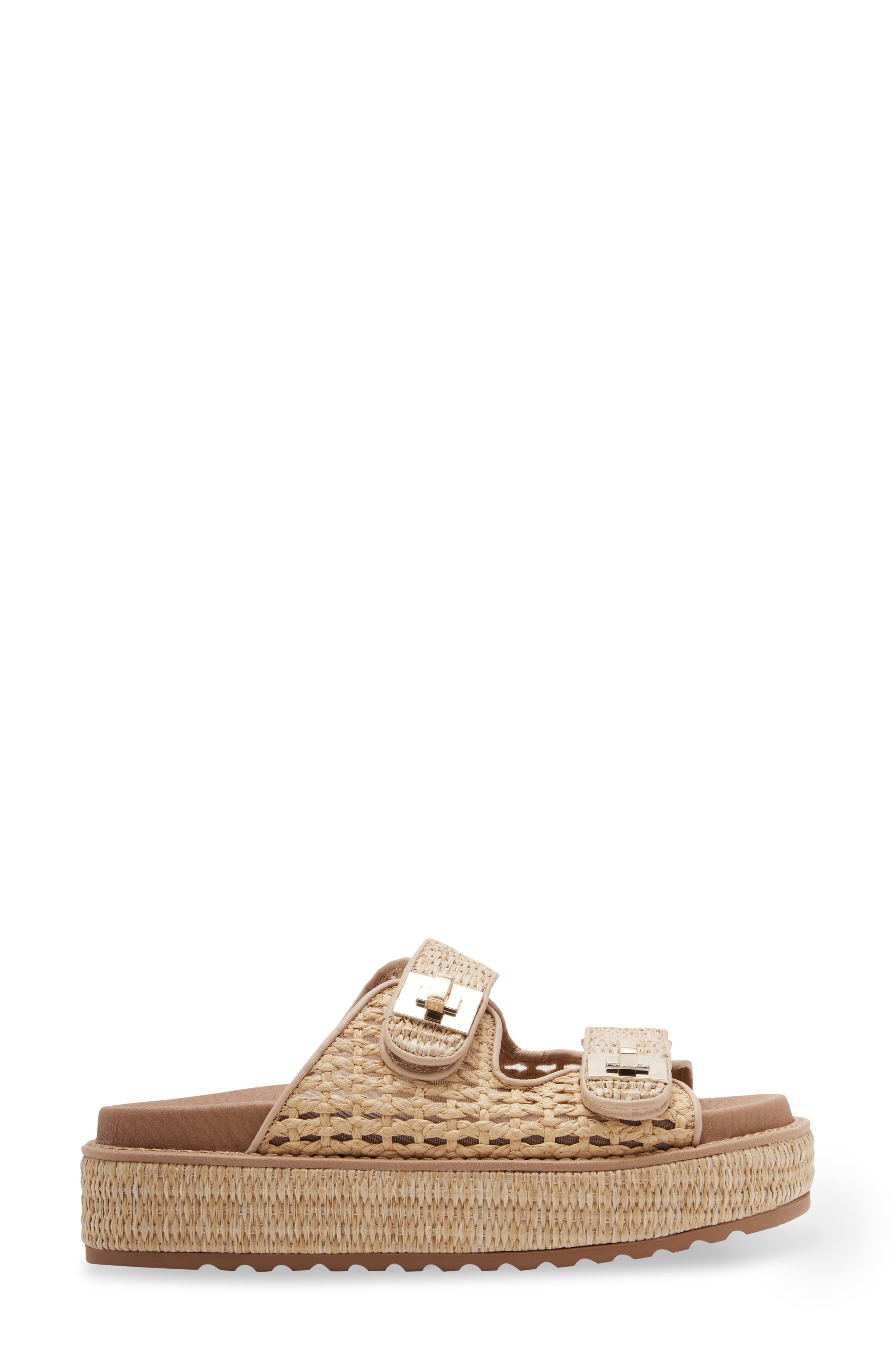 Steve Madden Bigschmona Platform Slide Sandal, Alternate, color, Natural Raffia