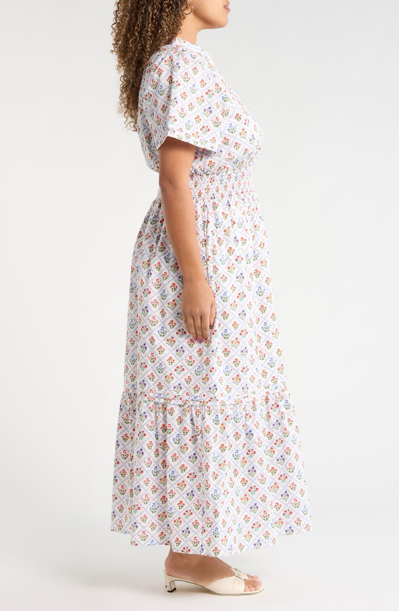 SUGARLIPS Lara Floral Belraj Poplin Maxi Dress, Alternate, color, White-Multi