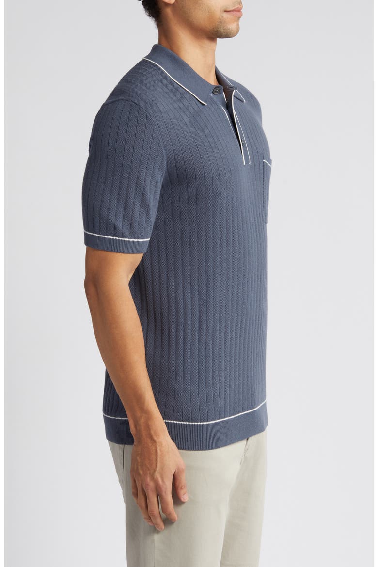 Hardy Tipped Short Sleeve Polo Sweater, Alternate, color, FADED NAVY