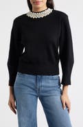 NIKKI LUND Hepburn Beaded Collar Sweater