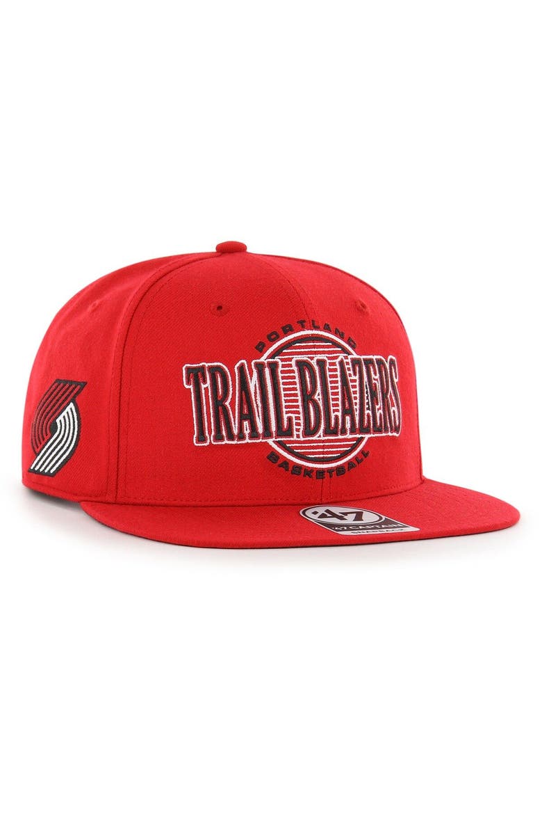 Men's '47 Red Portland Trail Blazers High Post Captain Snapback Hat, Alternate, color, Red