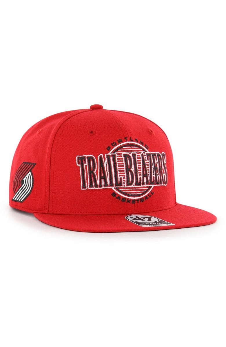'47 Men's '47 Red Portland Trail Blazers High Post Captain Snapback Hat, Alternate, color,