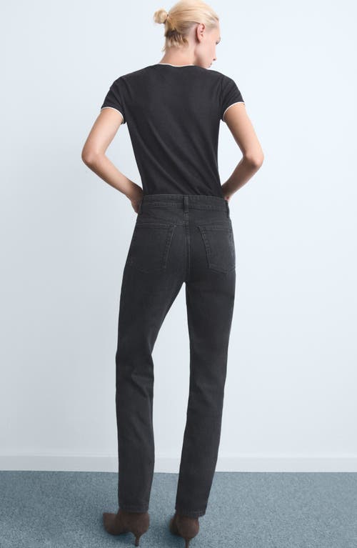 Mango Mid Rise Straight Leg Jeans In Black