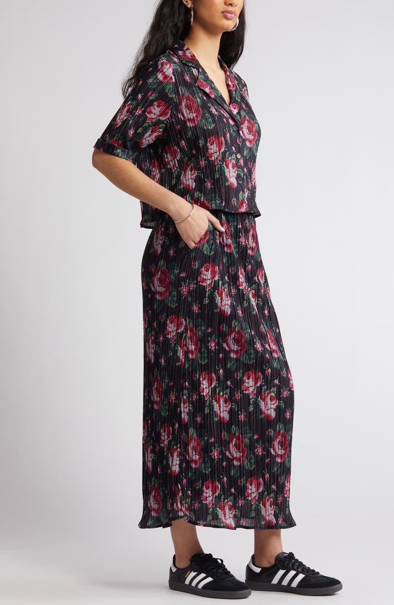 Dressed in Lala C'est La Vie Plissé Camp Shirt & Midi Skirt, Alternate, color, 