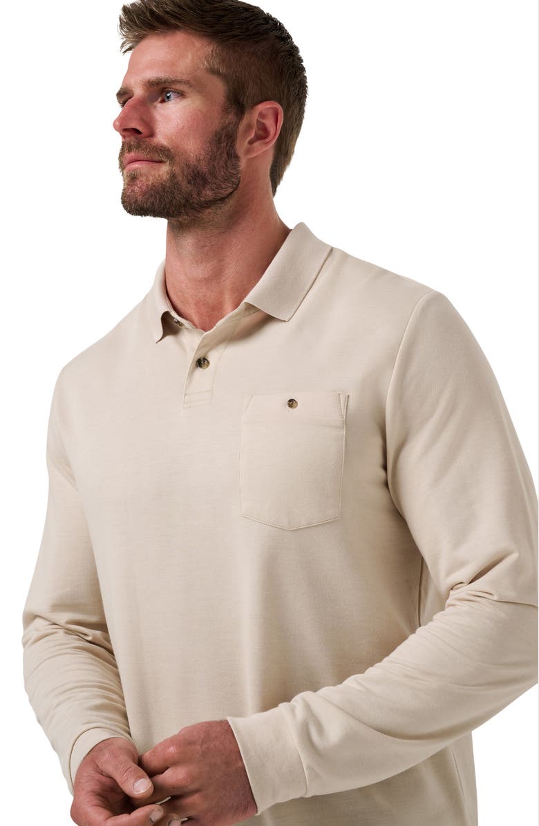 TravisMathew December First Long Sleeve Pocket Polo, Alternate, color, Italian Sand