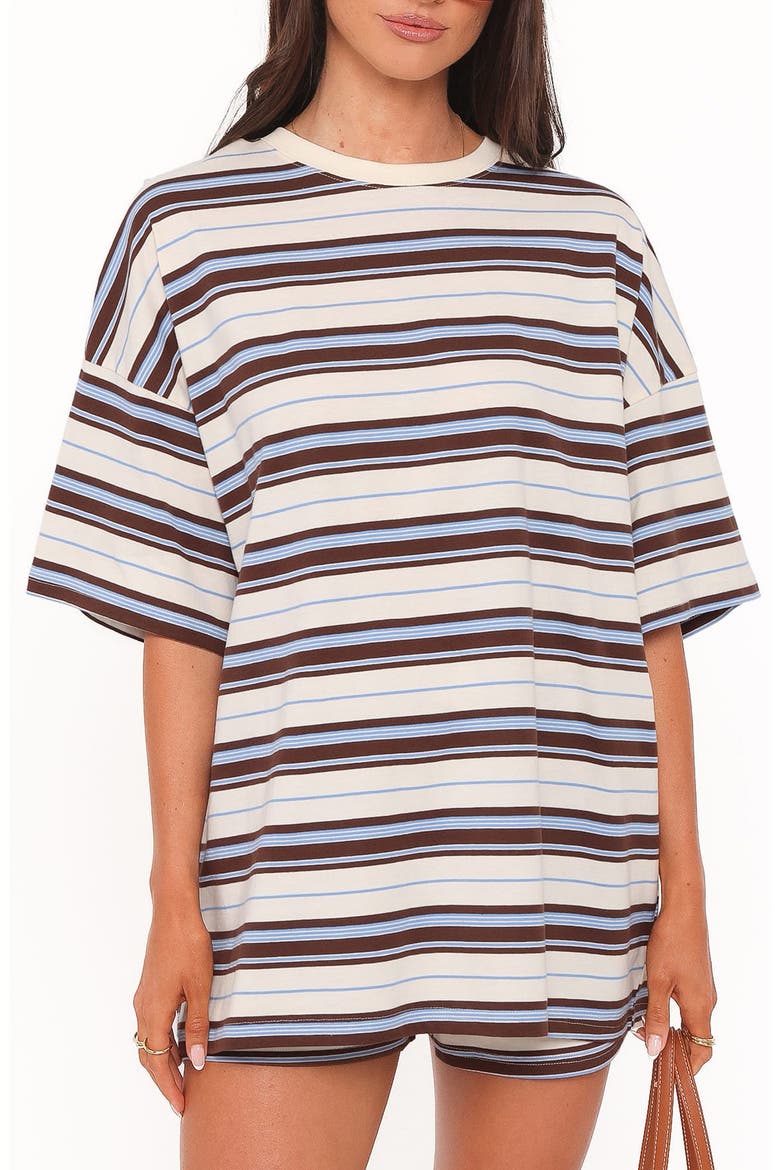 Hellen 2-Piece Striped Shorts Set, Main, color, BROWN MULTI STRIPE