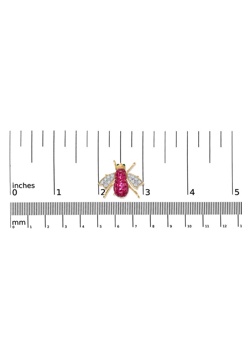 18K Yellow Gold 3/8 Cttw Diamond and 6 3/4 Cttw Red Ruby Bumblebee Brooch Pin, Alternate, color, Yellow