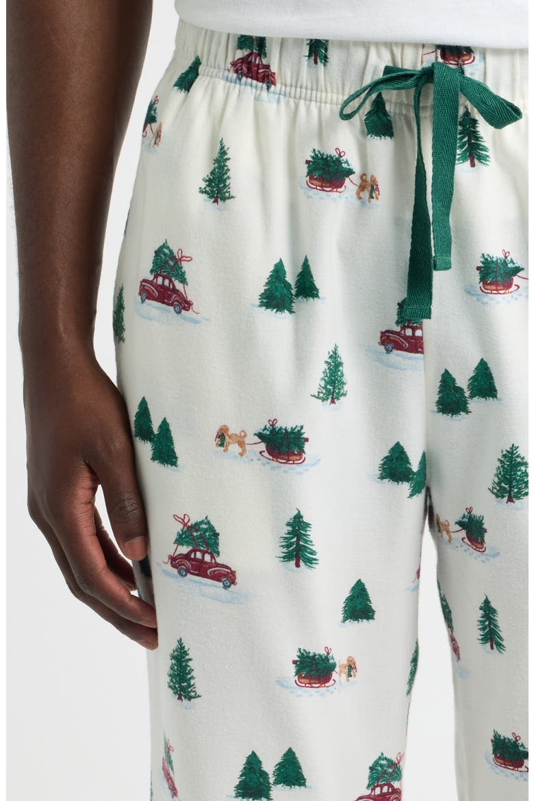 Flannel Pajama Pants, Alternate, color, IVORY TREE HUNT