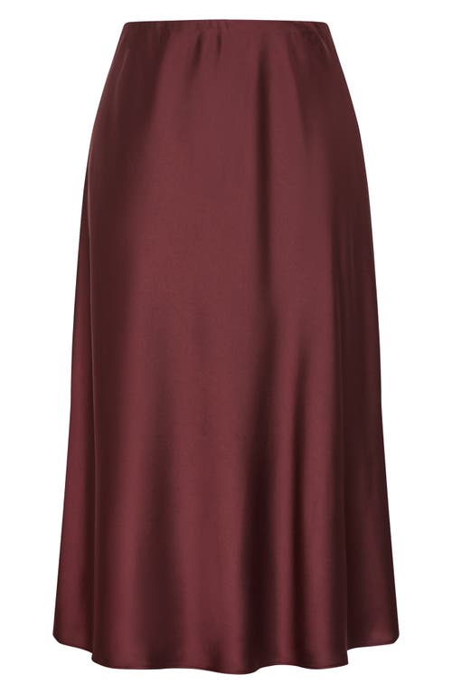 City Chic Miranda Midi Skirt In Burgundy