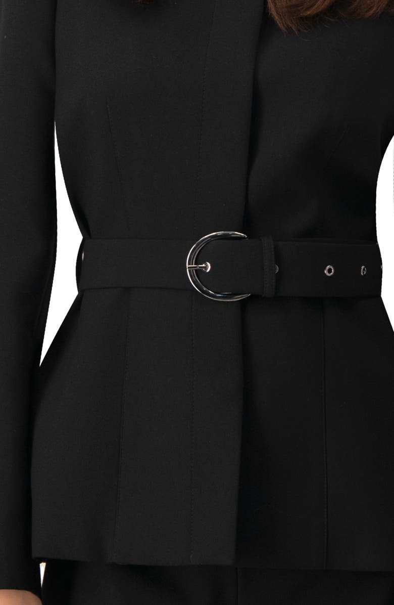 IVONNE Structured Belted Jacket in Black, Alternate, color, 