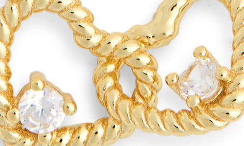 Argento Vivo Sterling Silver Pavé Cubic Zirconia Entwined Hearts Pendant Necklace In Gold