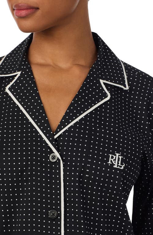 Ralph Lauren Lauren  Cotton Blend Dot Print Pajamas In Black