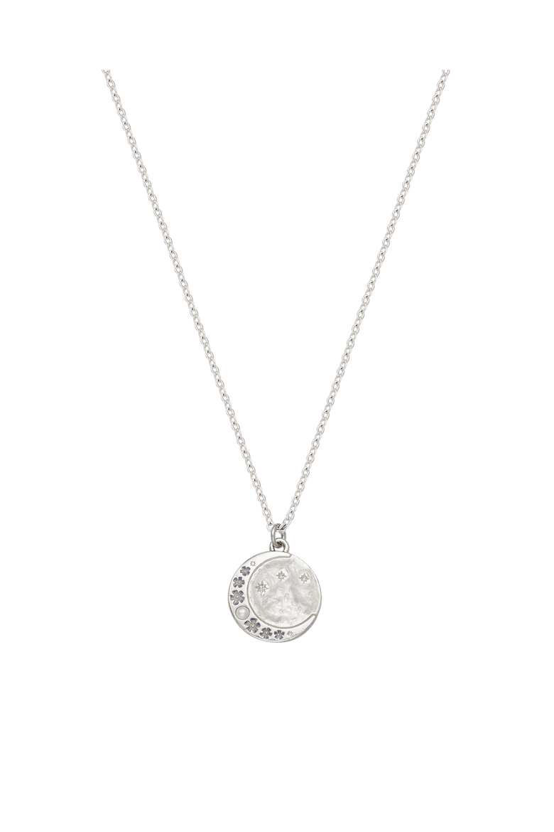 Selene Moon & Periwinkle Necklace, Alternate, color, Silver