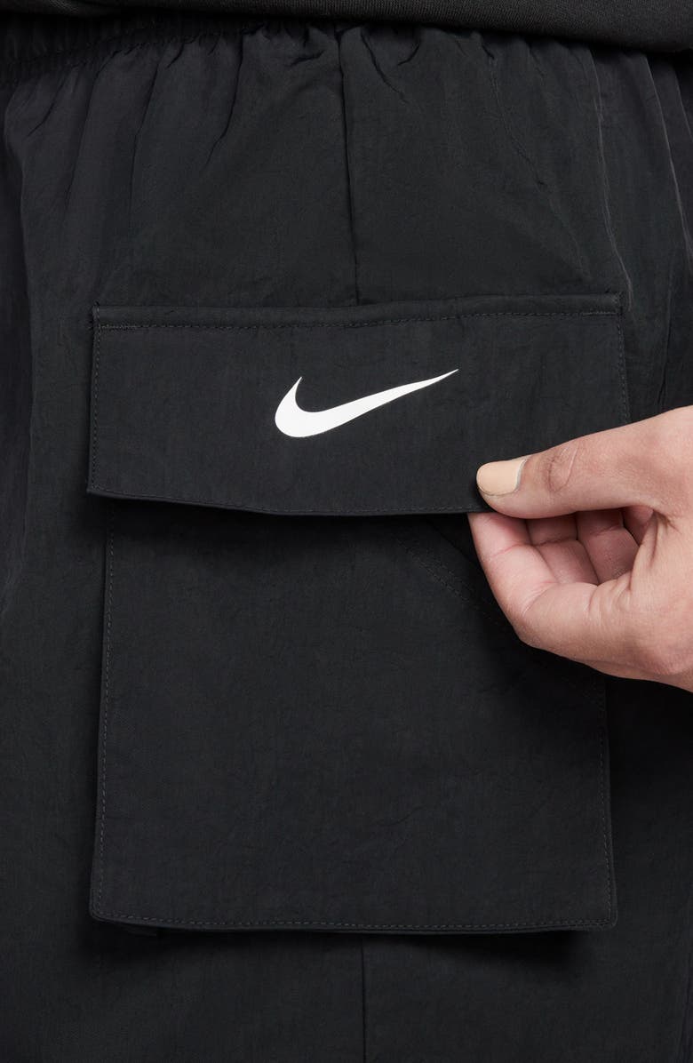 Nike Sportswear Essential Woven High Waist Shorts, Alternate, color, Black/ White