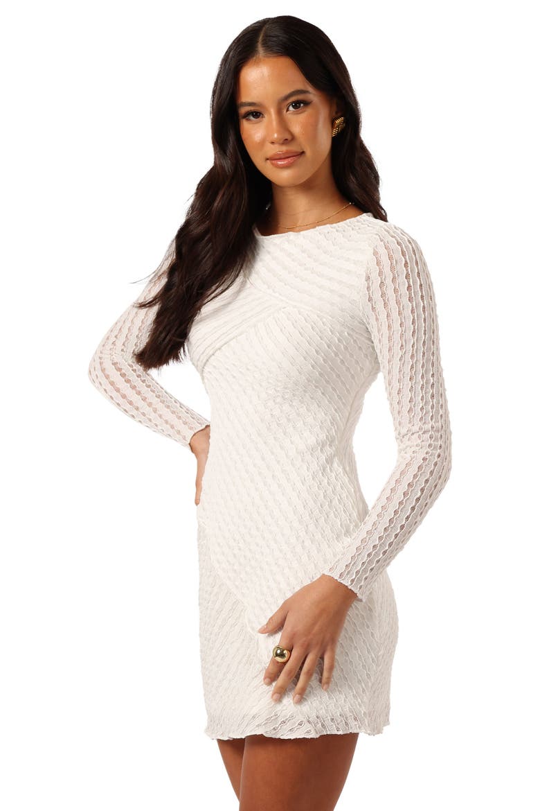 Ezra Long Sleeve Minidress, Alternate, color, WHITE
