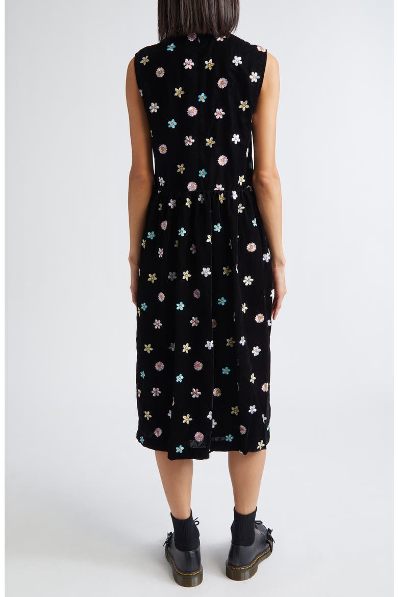 Tao Comme des Garçons Floral Embroidered Velvet A-Line Dress