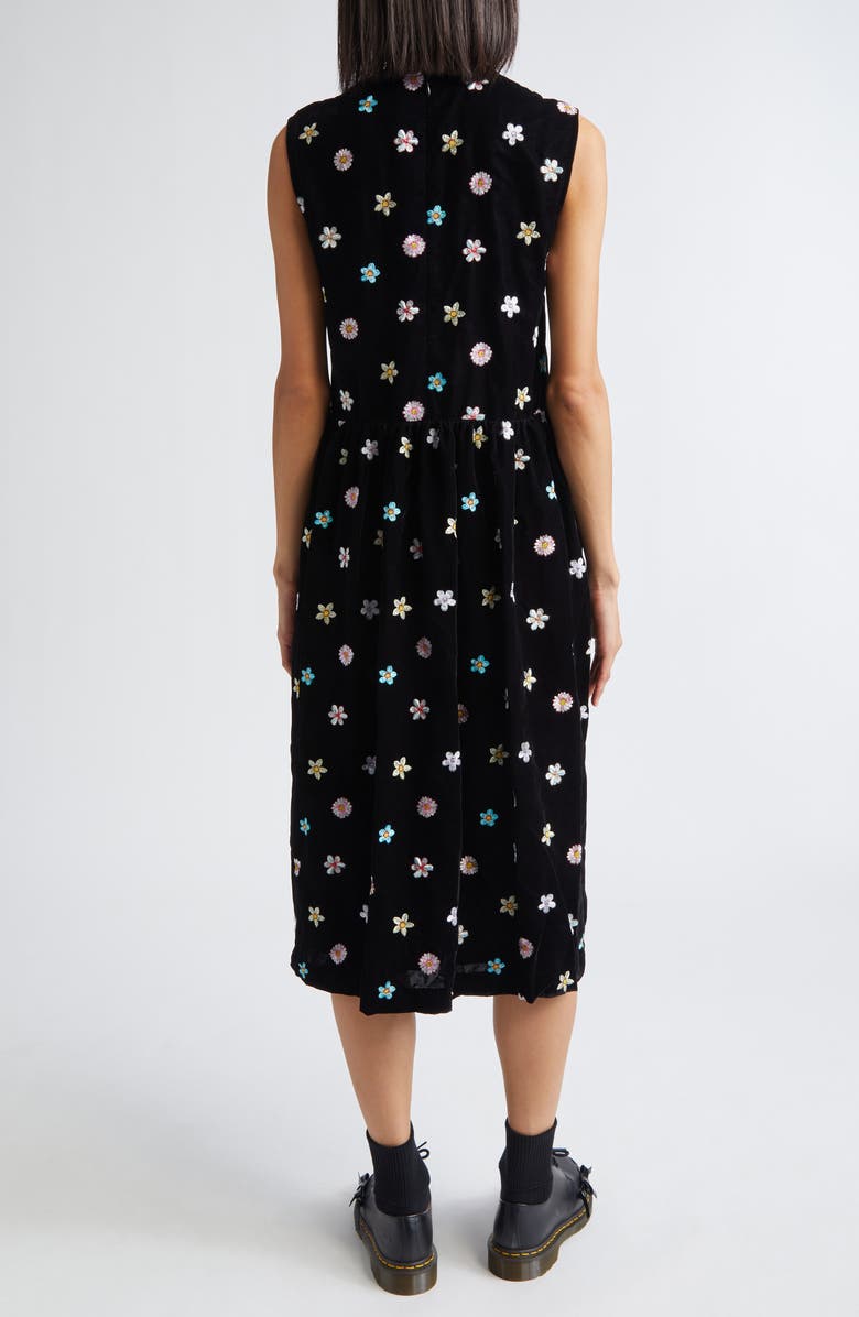 Tao Comme des Garçons Floral Embroidered Velvet A-Line Dress, Alternate, color, Black X Multi