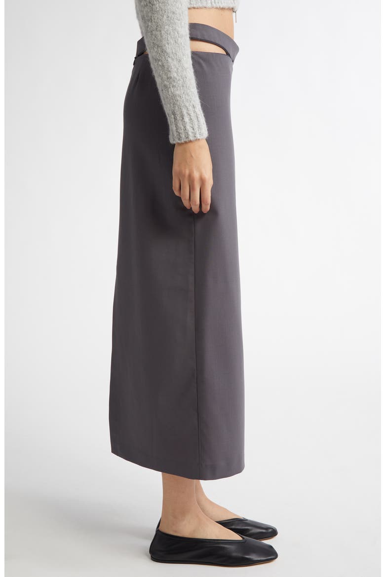 Jiaqi Cutout Waist Midi Skirt, Alternate, color, GREY