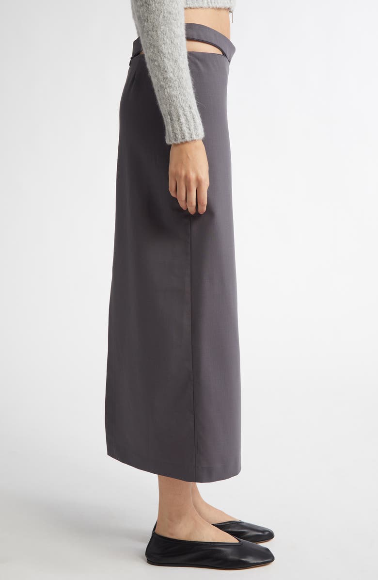 Paloma Wool Jiaqi Cutout Waist Midi Skirt, Alternate, color, Grey