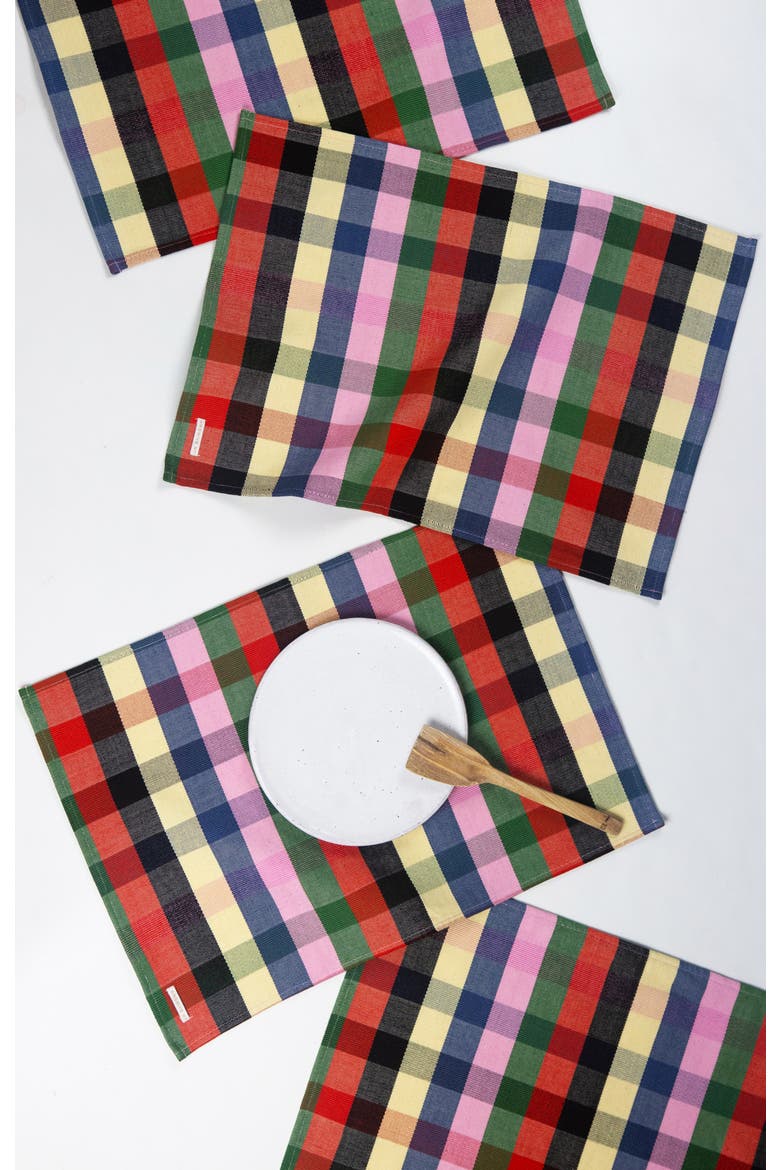 Marta Handwoven Cotton Plaid Placemats, Set of 4, Main, color, Multi