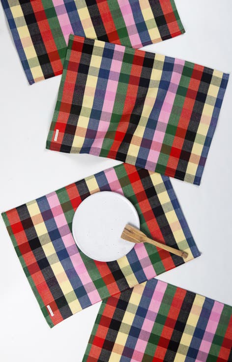 Marta Handwoven Cotton Plaid Placemats, Set of 4