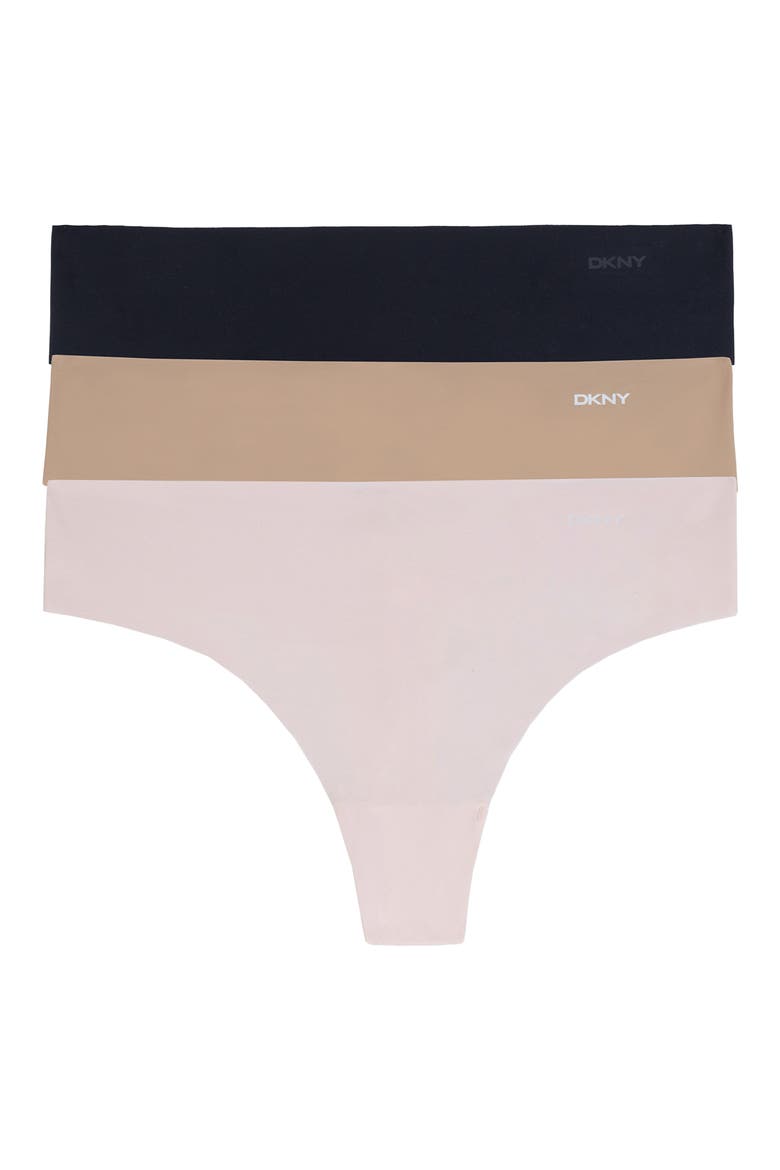 Litewear Cut Anywhere 3-Pack Thongs, Main, color, BLACK GLOW PEARL CREAM