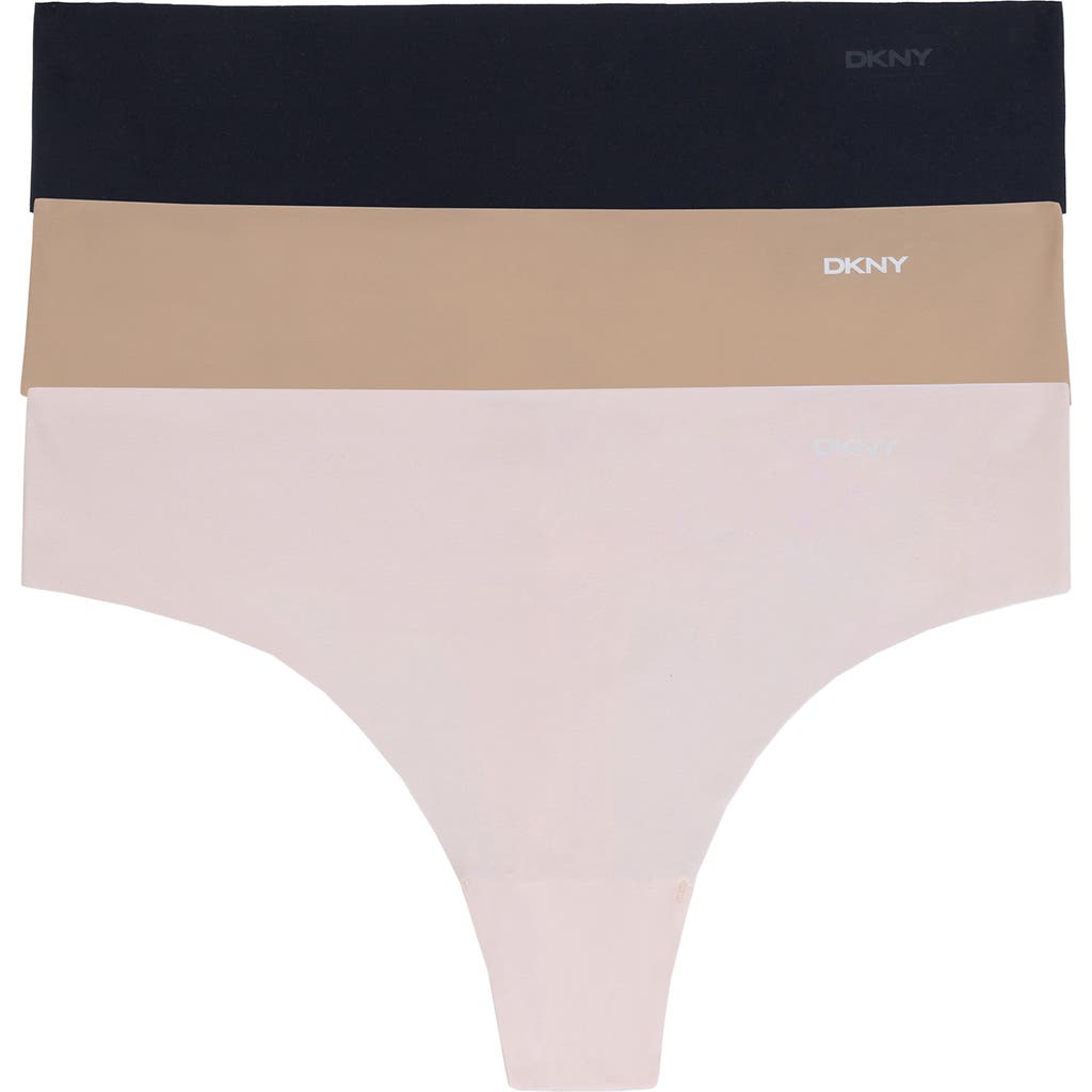 Dkny Litewear Cut Anywhere 3-pack Thongs In Multi