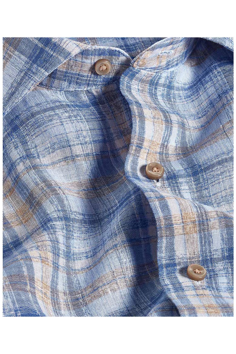 Linen Check Sport Shirt, Alternate, color, BLUE/ DUNE