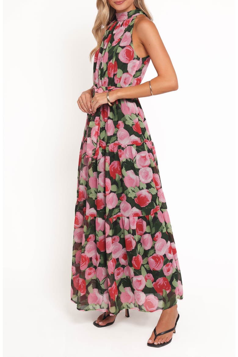 Caroline Floral Halter Neck Maxi Dress, Alternate, color, BLACK FLORAL