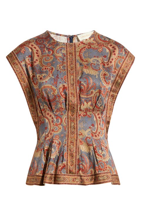 Riley Pleated Paisley Top