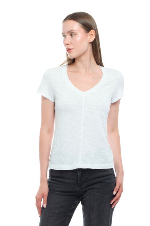 Slim Deep V-Neck Rib Back Tee