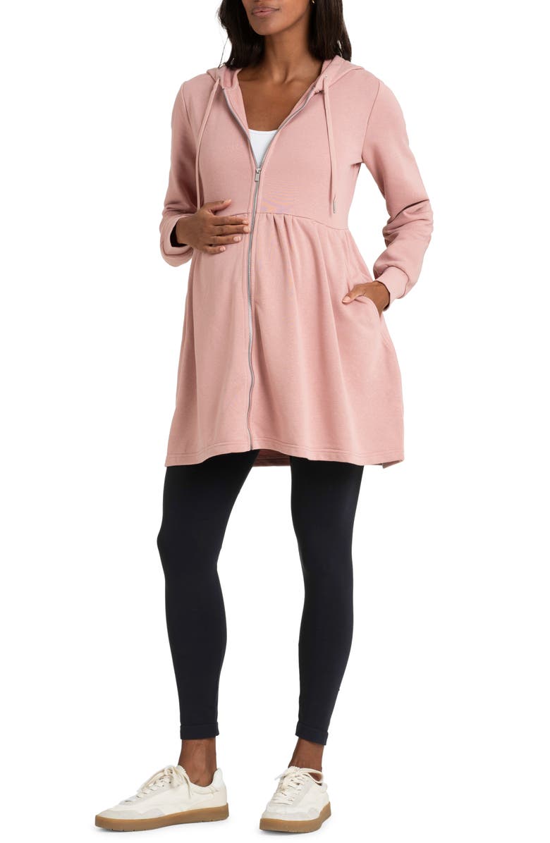 Seraphine Frill Waist Babywear Tunic Maternity Hoodie, Main, color, 