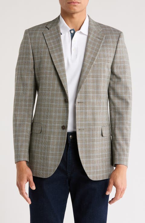 Olive Glen Plaid Notch Lapel Sport Coat (Short, Regular & Long)