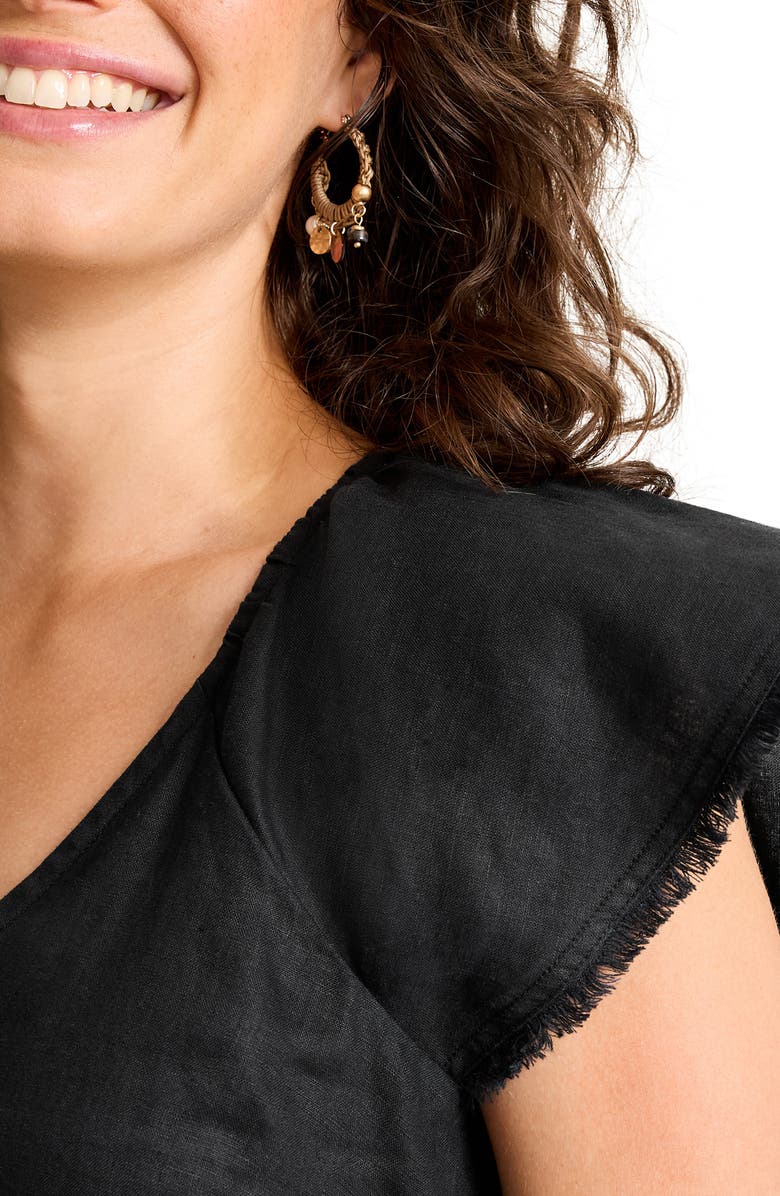 Tommy Bahama Two Palms Flutter Sleeve Linen Shift Minidress, Alternate, color, Black