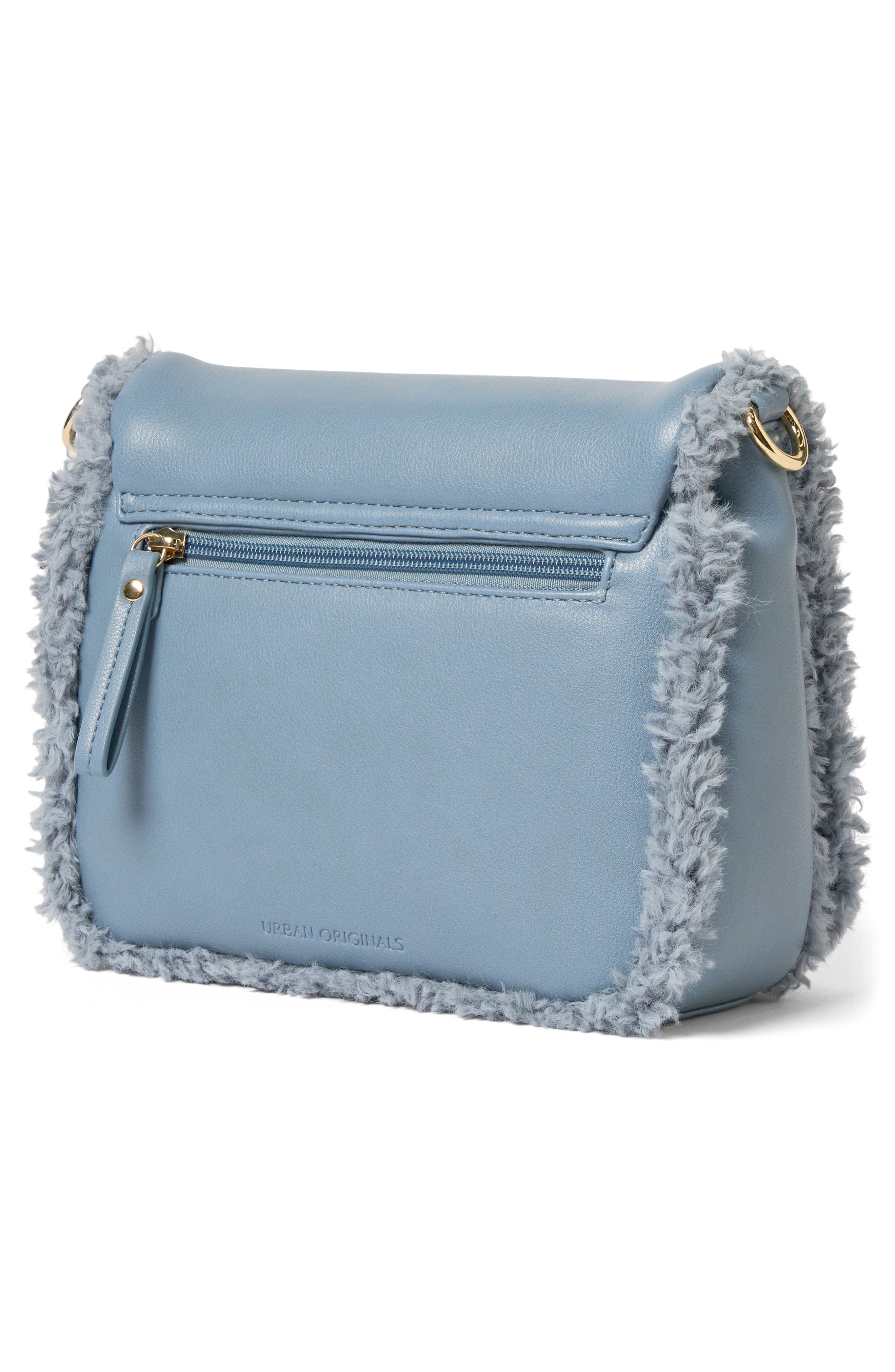 Faux Shearling Flap Crossbody Bag