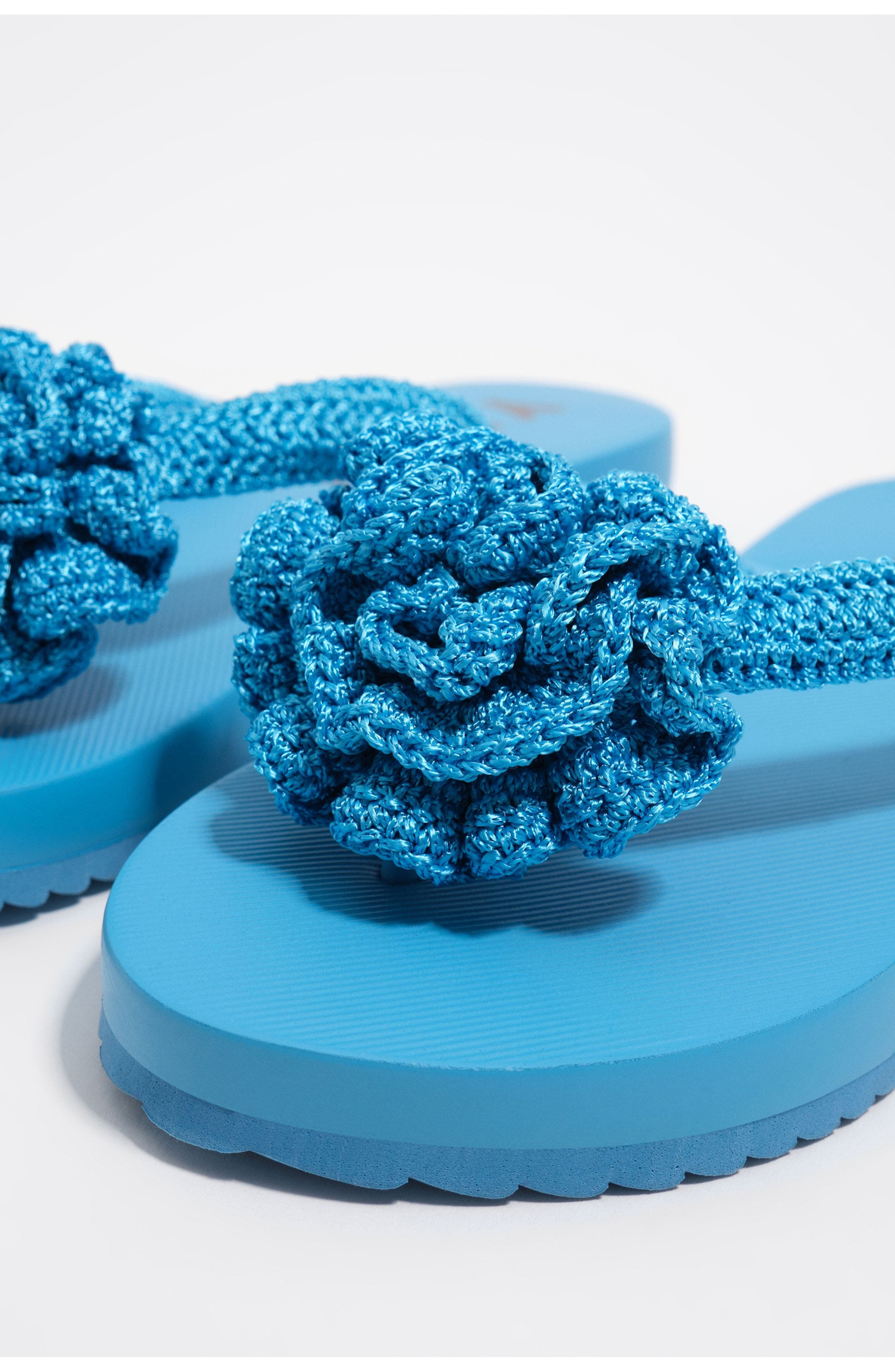 Crochet Flower Flip-Flop, Alternate, color, BLUE