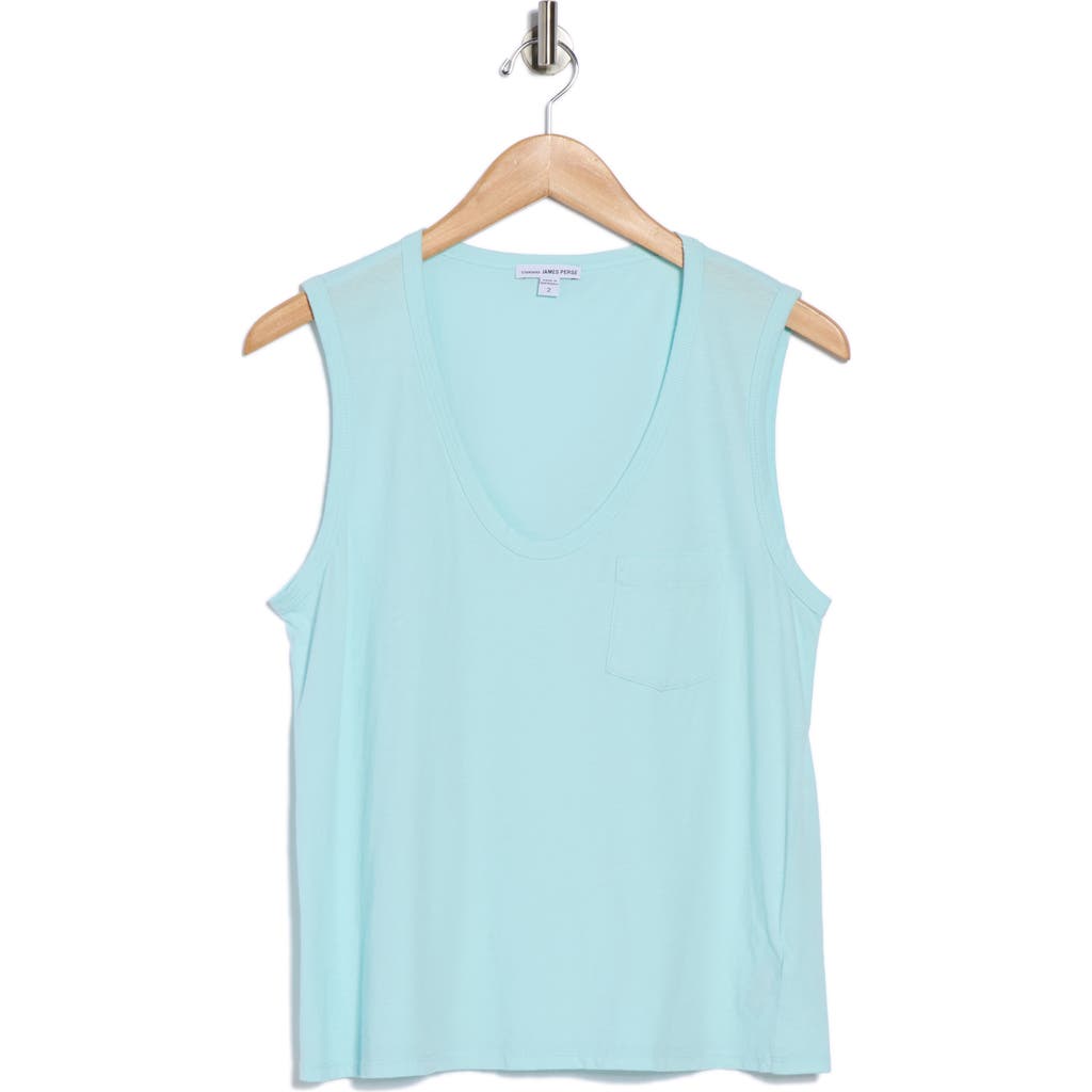James Perse V-neck Cotton Tank In Blue