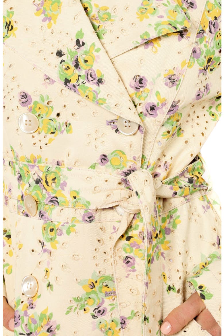 Rosies Posies Eyelet Trench Coat, Alternate, color, Lavender Multi