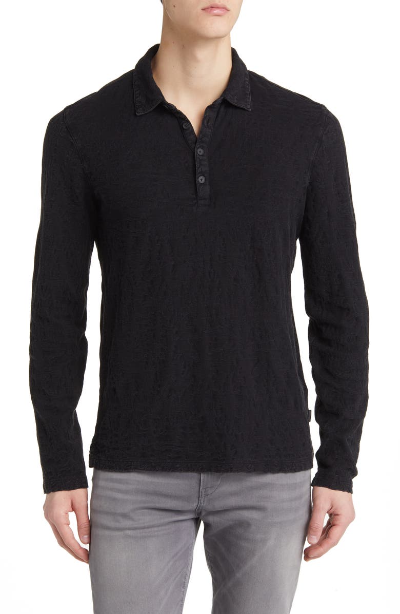 John Varvatos Adam Jacquard Long Sleeve Polo, Main, color, 