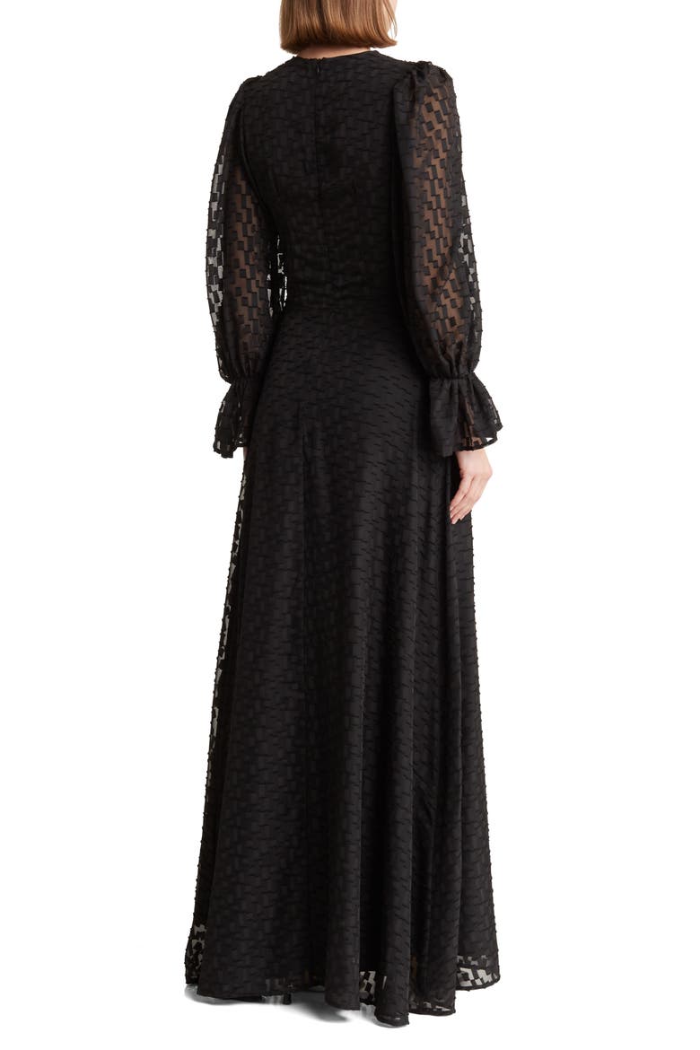 Eva Long Sleeve Maxi Dress, Alternate, color, BLACK