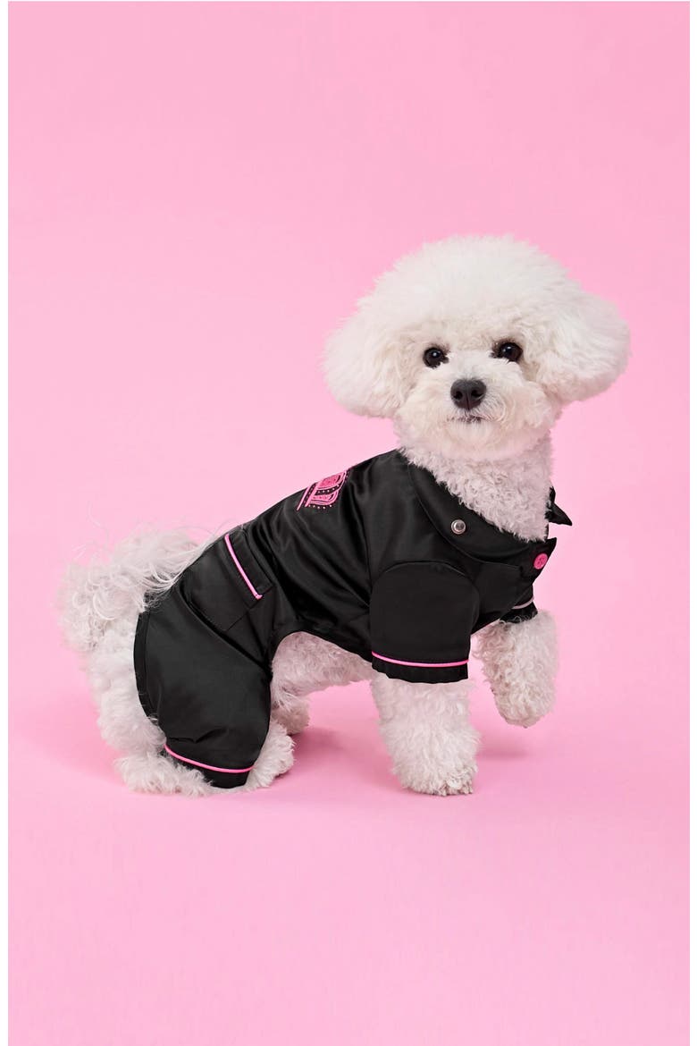 Satin Pajama Dog Tracksuit, Alternate, color, BLACK