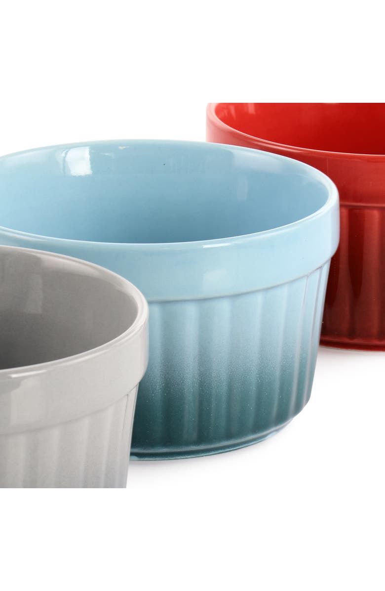 Crockpot Thornburg 6 Piece 12 Ounce Round Stoneware Ramekin Set, Alternate, color, Blue